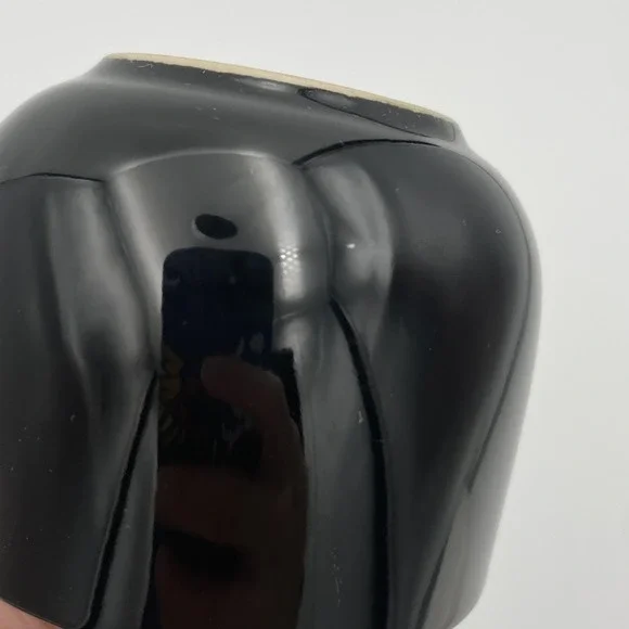 Vintage Newcor Stoneware 8oz Glossy Black Coffee/Tea Mugs Set Of 2, Thailand - Picture 12 of 13